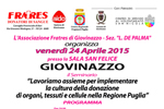 24/04: Lavoriamo assieme per implementare la cultura della donazione di organi, tessuti e cellule nella Regione Puglia